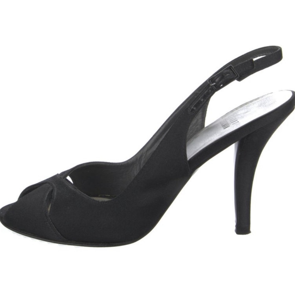 Stewart Weitzman Satin Cutout Accent Slingback Pumps
Size: 8